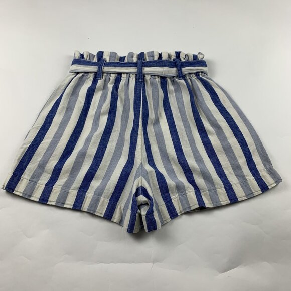 Madewell Blue and White Striped Paper Bag High Waist Shorts - Picture 7 of 7